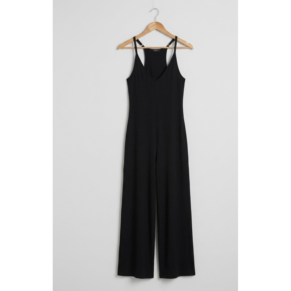 Loving People Black Wide Leg Jumpsuit V-Neck Racerback Small Loungewear
